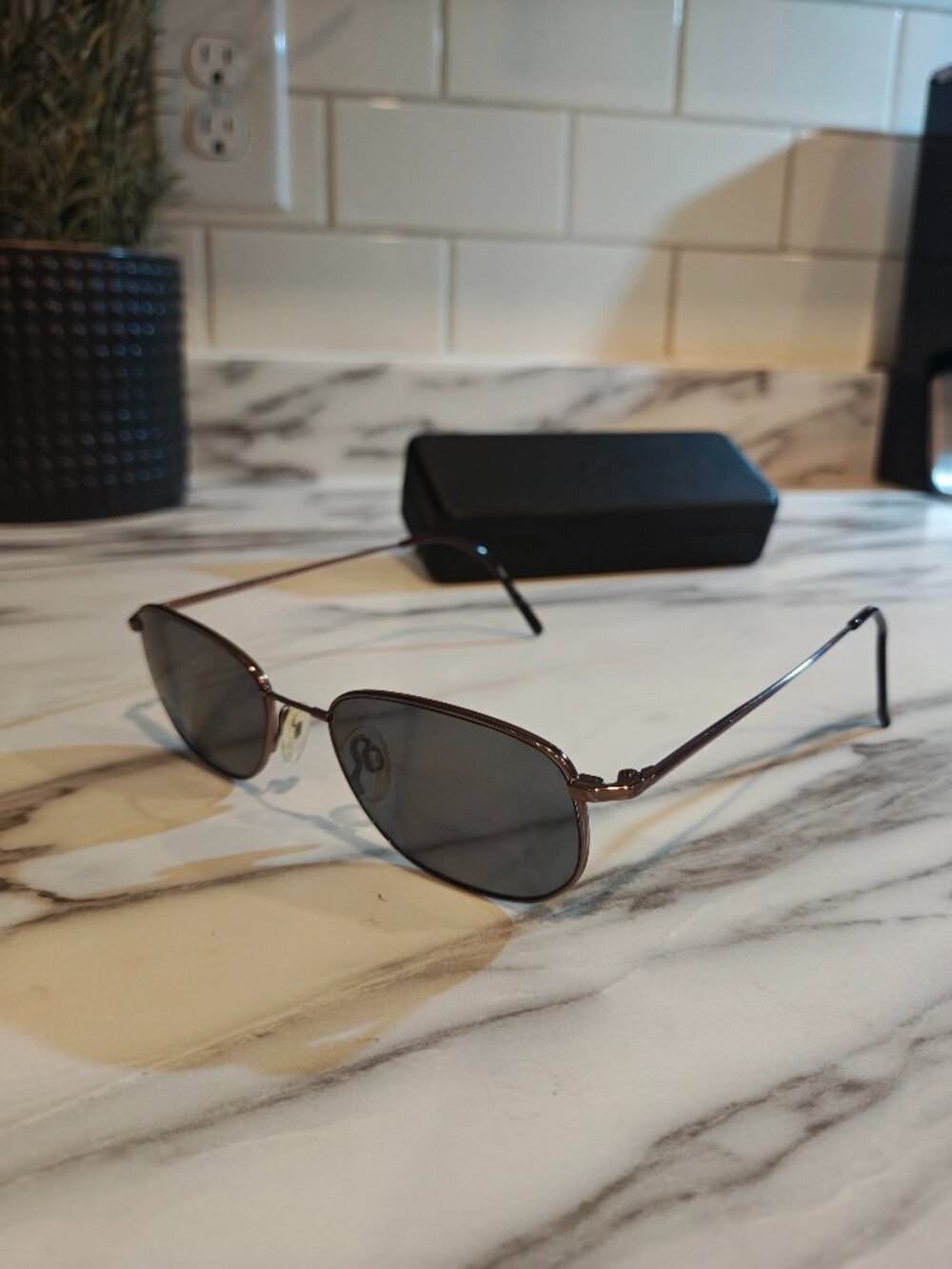 Vintage 90s Flexon 600 by Marchon Brown Prescription Sunglasses with Case - Picture 4 of 11